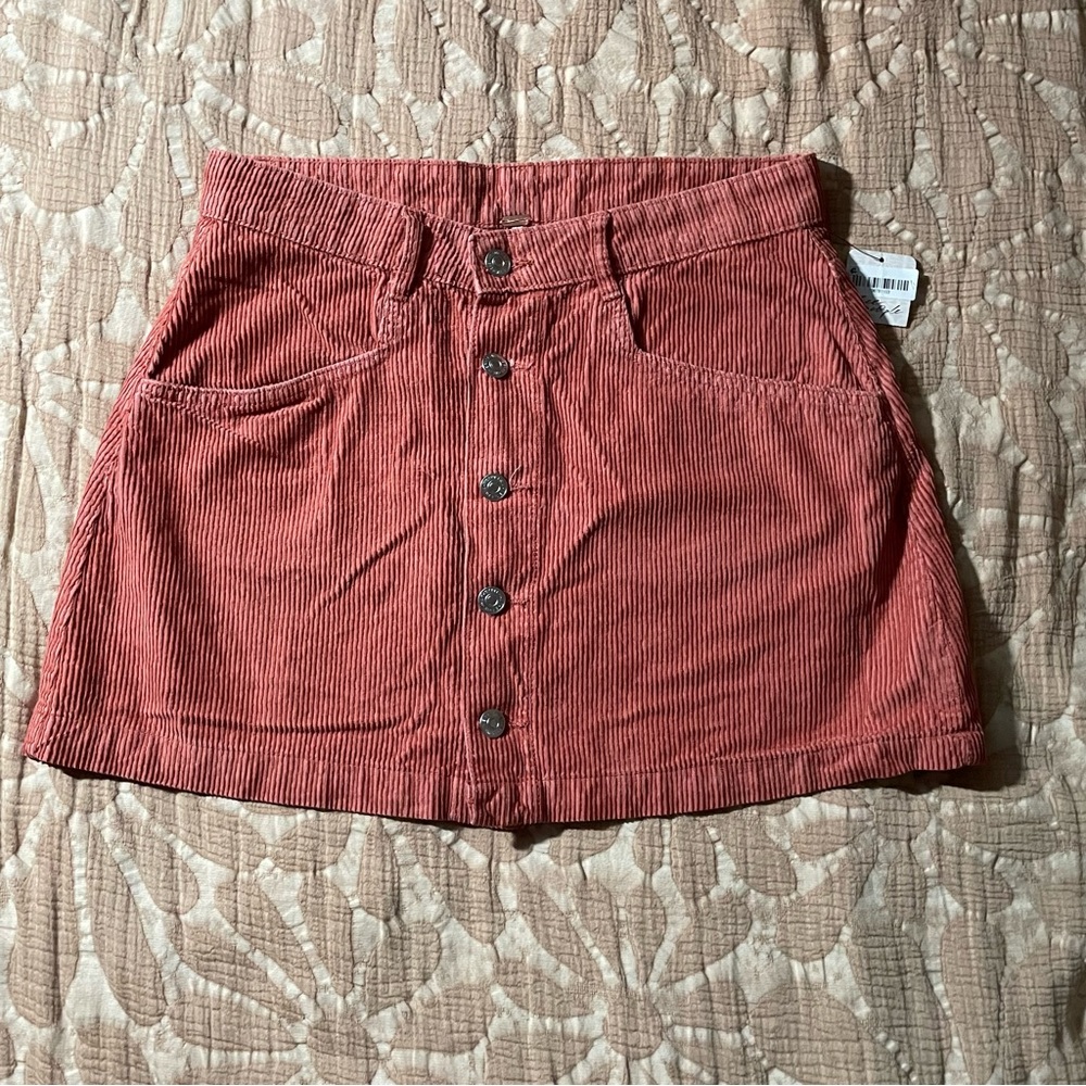 Free People Pink and Orange Mini Skirt Casual